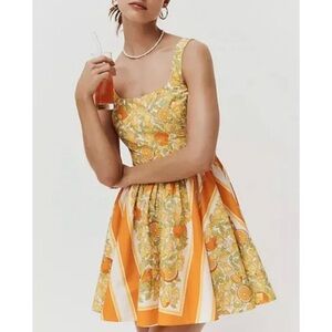 J. Crew NWT Stefania Dress in Limone Scarf Print Size 16 Citrus Tuscan BR481